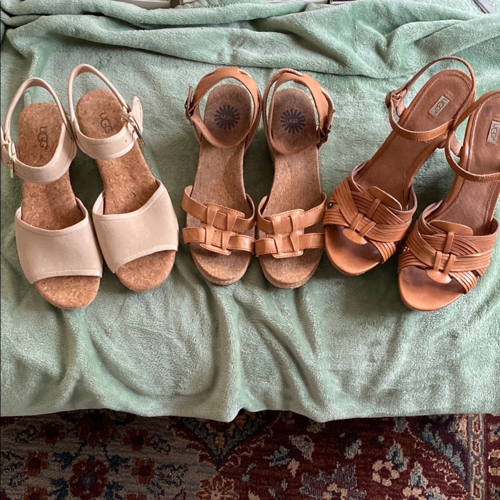 UGG Sandals Trio in Cream and Tan